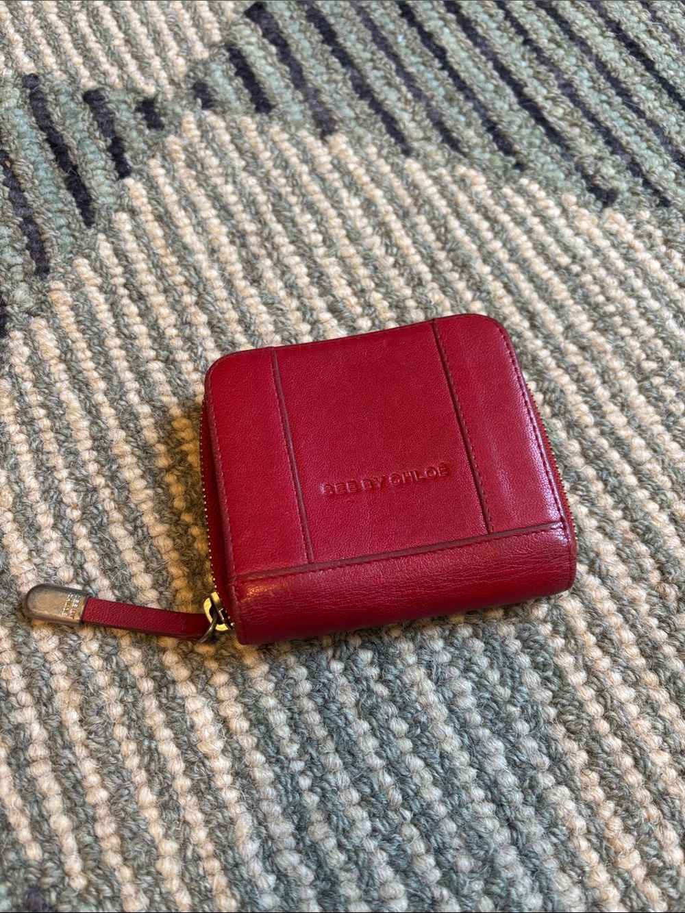 See By Chloé Cherry Red Leather Zip Wallet